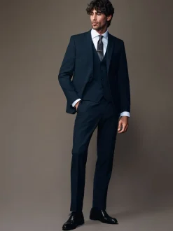 Donkerblauw - Slim Fit - Kostuum met twee knopen: colbert