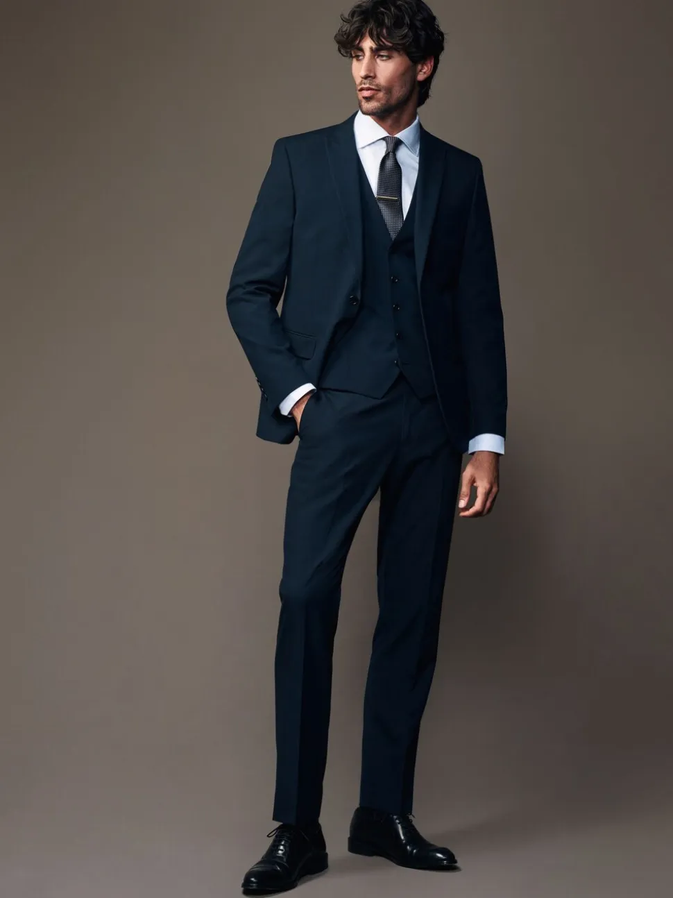 Donkerblauw - Slim Fit - Kostuum met twee knopen: colbert