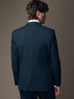 Donkerblauw - Slim Fit - Kostuum met twee knopen: colbert