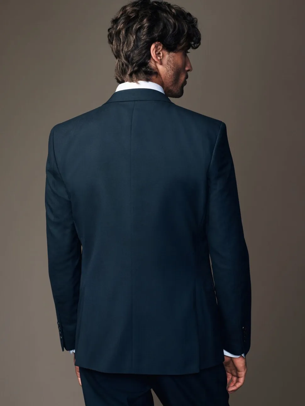 Donkerblauw - Slim Fit - Kostuum met twee knopen: colbert