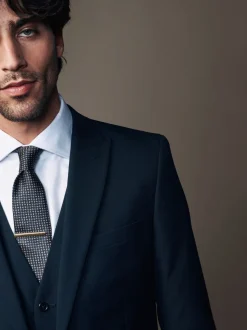 Donkerblauw - Slim Fit - Kostuum met twee knopen: colbert