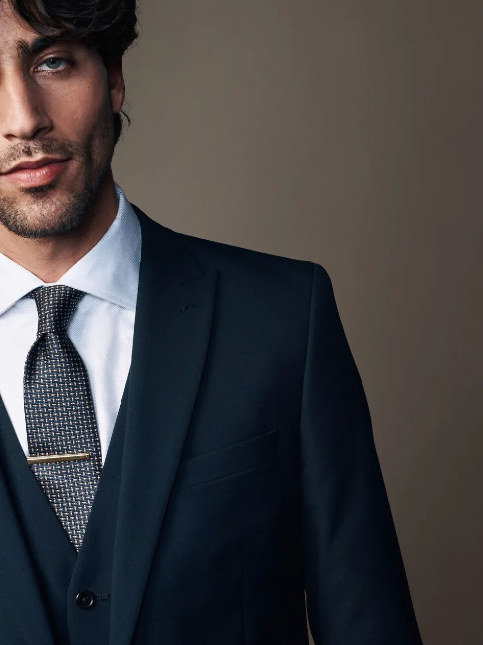 Donkerblauw - Slim Fit - Kostuum met twee knopen: colbert