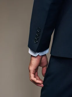 Donkerblauw - Slim Fit - Kostuum met twee knopen: colbert