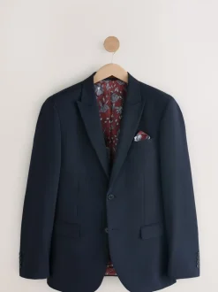 Donkerblauw - Slim Fit - Kostuum met twee knopen: colbert
