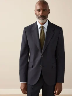 Donkerblauw - Slim Fit - Signature Nova Fides 100% Italian Wool Suit Jacket