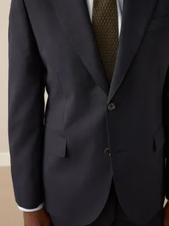 Donkerblauw - Slim Fit - Signature Nova Fides 100% Italian Wool Suit Jacket