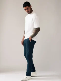 Donkerblauw - Slim Fit - Stretchy chino