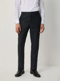 Donkerblauw - Slim Fit Jacquard Pattern Tuxedo Suit Trousers