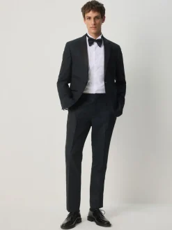 Donkerblauw - Slim Fit Jacquard Pattern Tuxedo Suit Trousers