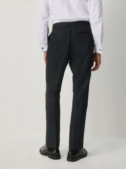 Donkerblauw - Slim Fit Jacquard Pattern Tuxedo Suit Trousers