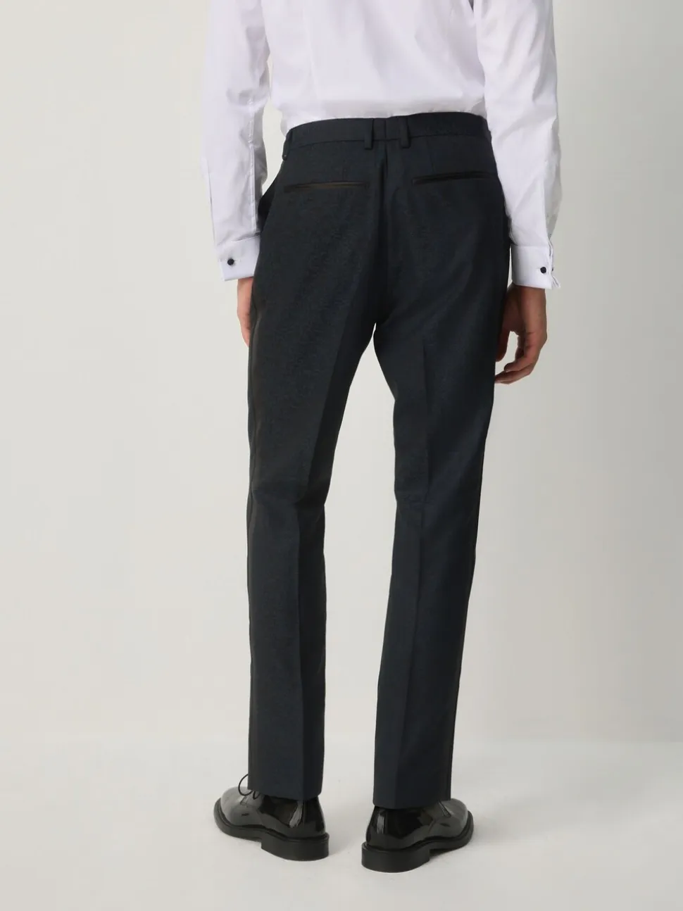 Donkerblauw - Slim Fit Jacquard Pattern Tuxedo Suit Trousers