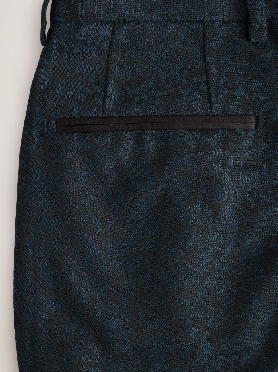 Donkerblauw - Slim Fit Jacquard Pattern Tuxedo Suit Trousers
