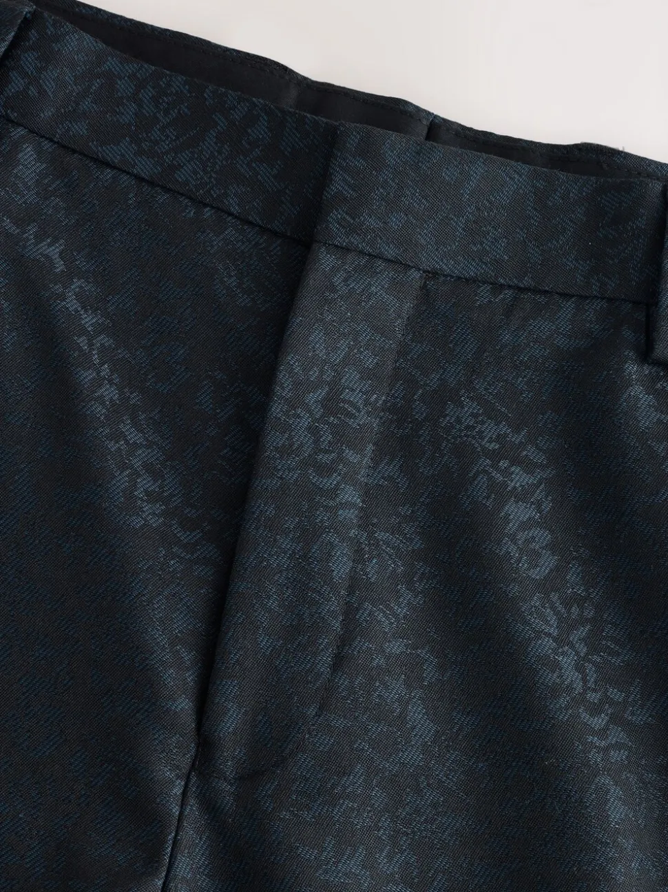 Donkerblauw - Slim Fit Jacquard Pattern Tuxedo Suit Trousers