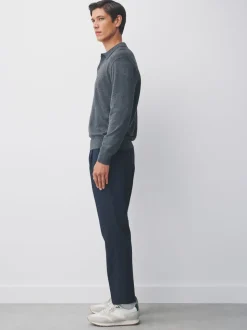 Donkerblauw - Slim fit stretchy Broeken met intern trekkoord