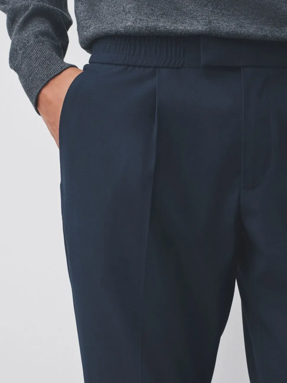 Donkerblauw - Slim fit stretchy Broeken met intern trekkoord