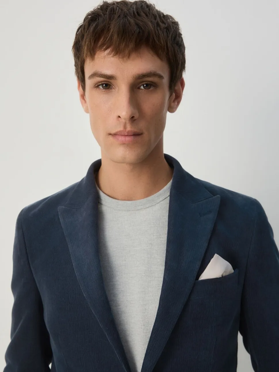 Donkerblauw - Slim-fit corduroy colbert