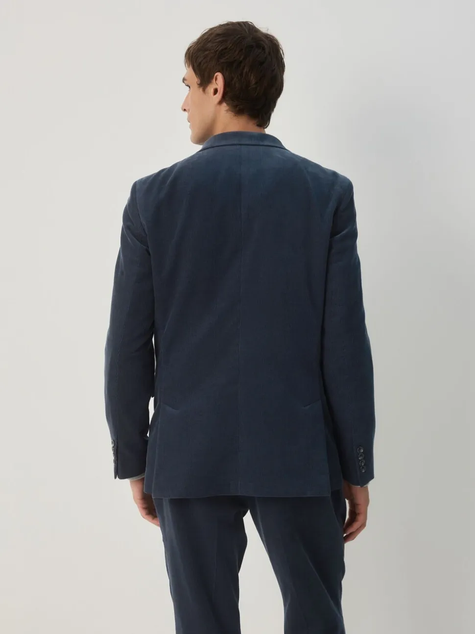 Donkerblauw - Slim-fit corduroy colbert