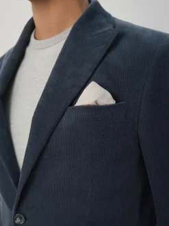 Donkerblauw - Slim-fit corduroy colbert