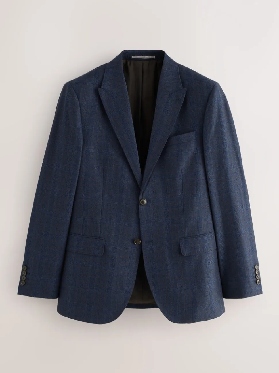 Donkerblauw - Slim-fit Signature Marzotto 100% Italiaans wollen geruit colbert