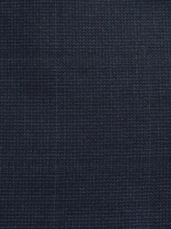 Donkerblauw - Slim-fit Signature Marzotto 100% Italiaans wollen geruit colbert