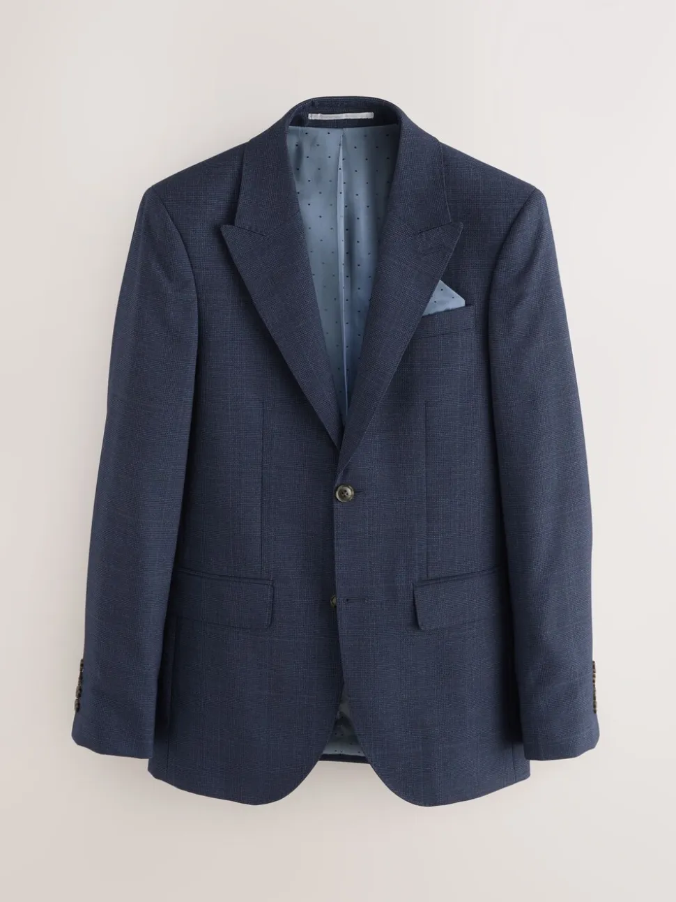 Donkerblauw - Slim-fit Signature Marzotto 100% Italiaans wollen geruit colbert
