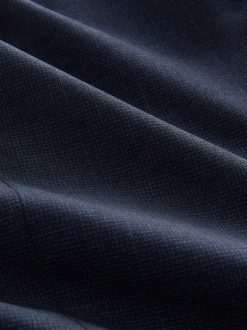 Donkerblauw - Slim-fit Signature Marzotto 100% Italiaans wollen geruit colbert