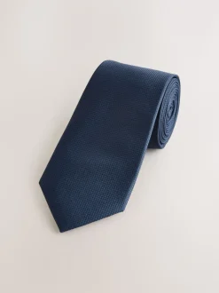 Donkerblauw - Smal - Stropdas met textuur
