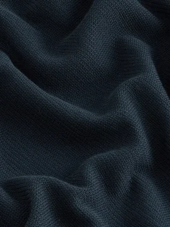 Donkerblauw - Smart poloshirt met textuur en rits