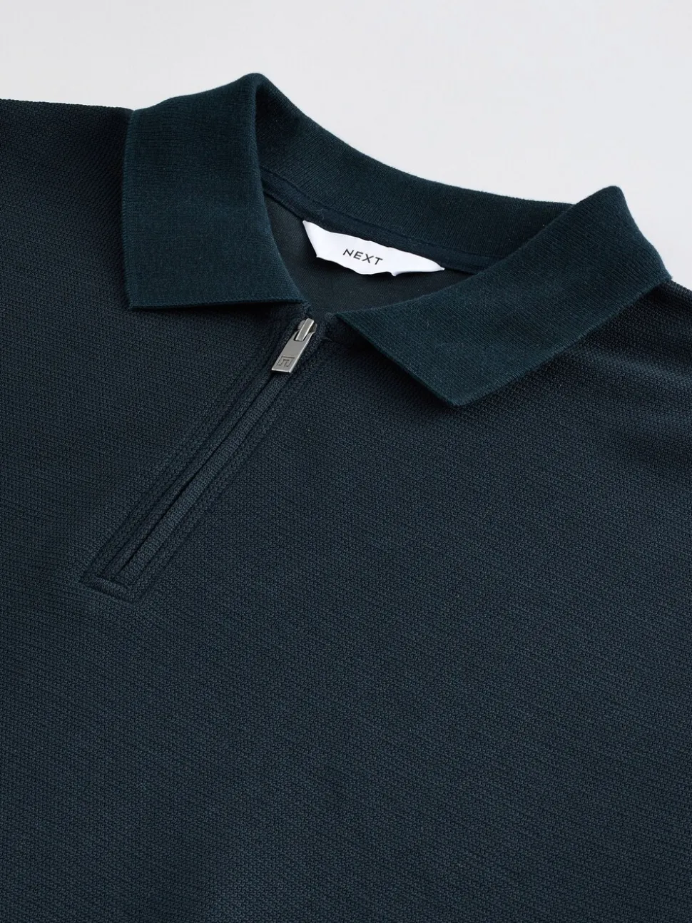 Donkerblauw - Smart poloshirt met textuur en rits