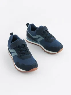 Donkerblauw - Sneakers met één bandje en elastische veters