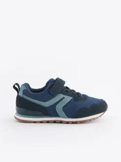 Donkerblauw - Sneakers met één bandje en elastische veters
