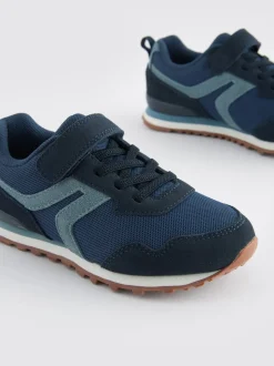 Donkerblauw - Sneakers met één bandje en elastische veters