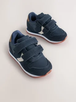 Donkerblauw - Sneakers met twee klittenbandjes