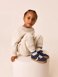 Donkerblauw - Sneakers met klittenbandsluiting en elastische veters