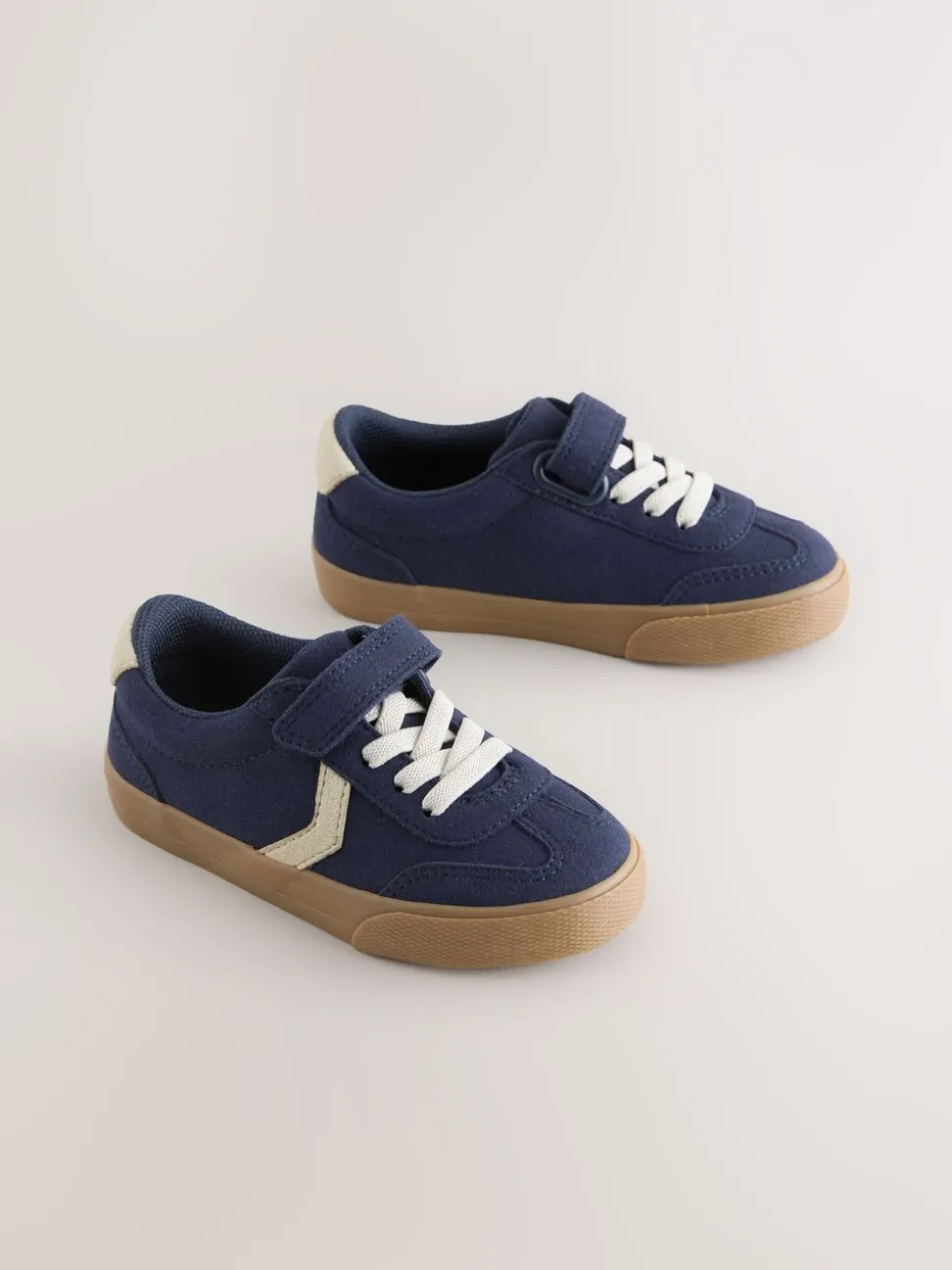 Donkerblauw - Sneakers met klittenbandsluiting en elastische veters