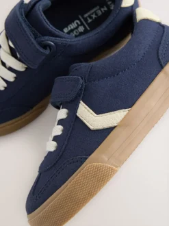 Donkerblauw - Sneakers met klittenbandsluiting en elastische veters