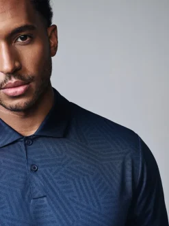 Donkerblauw - Sportief jacquard golfpoloshirt