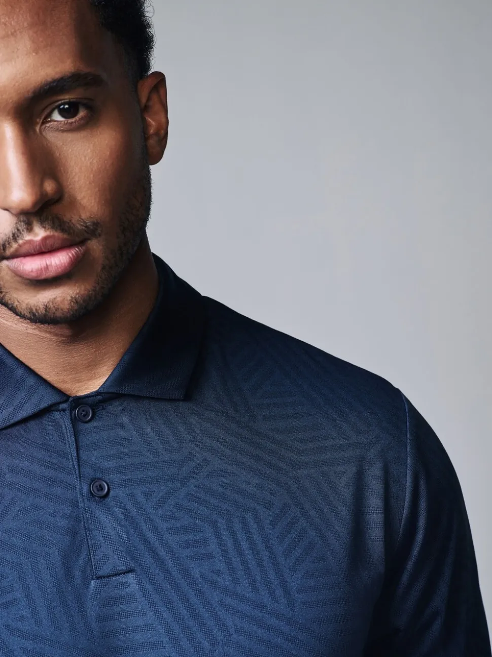 Donkerblauw - Sportief jacquard golfpoloshirt