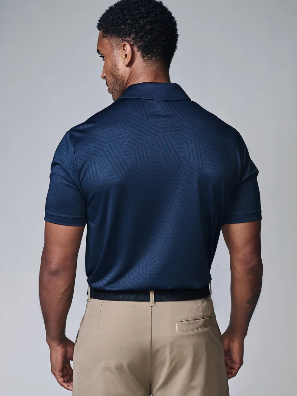 Donkerblauw - Sportief jacquard golfpoloshirt
