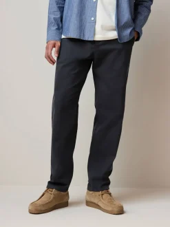 Donkerblauw - Standaard toelopende pasvorm - Stretchy chino