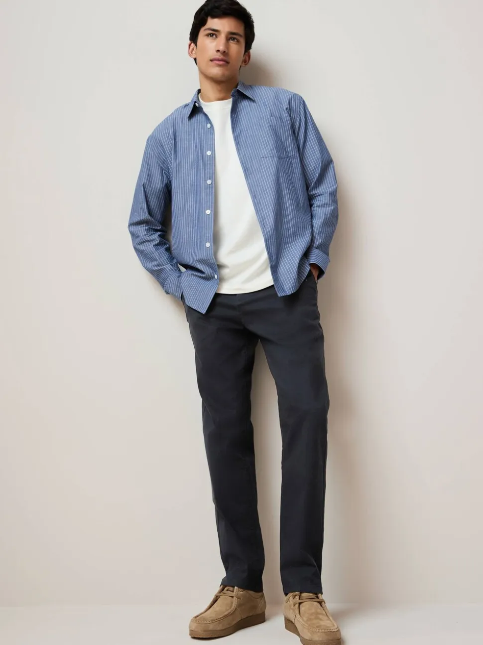 Donkerblauw - Standaard toelopende pasvorm - Stretchy chino