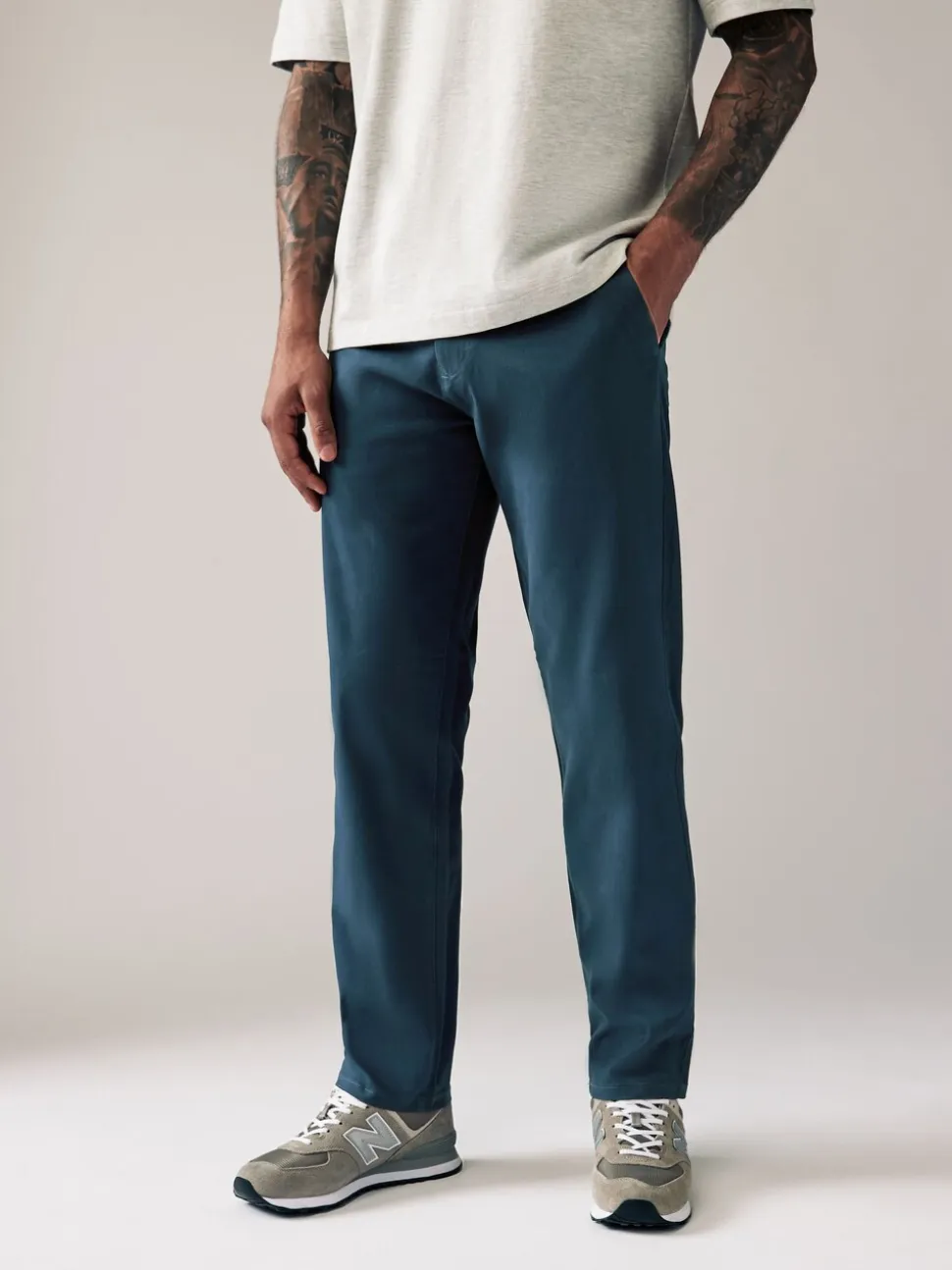 Donkerblauw - Straight fit - Stretchy chino