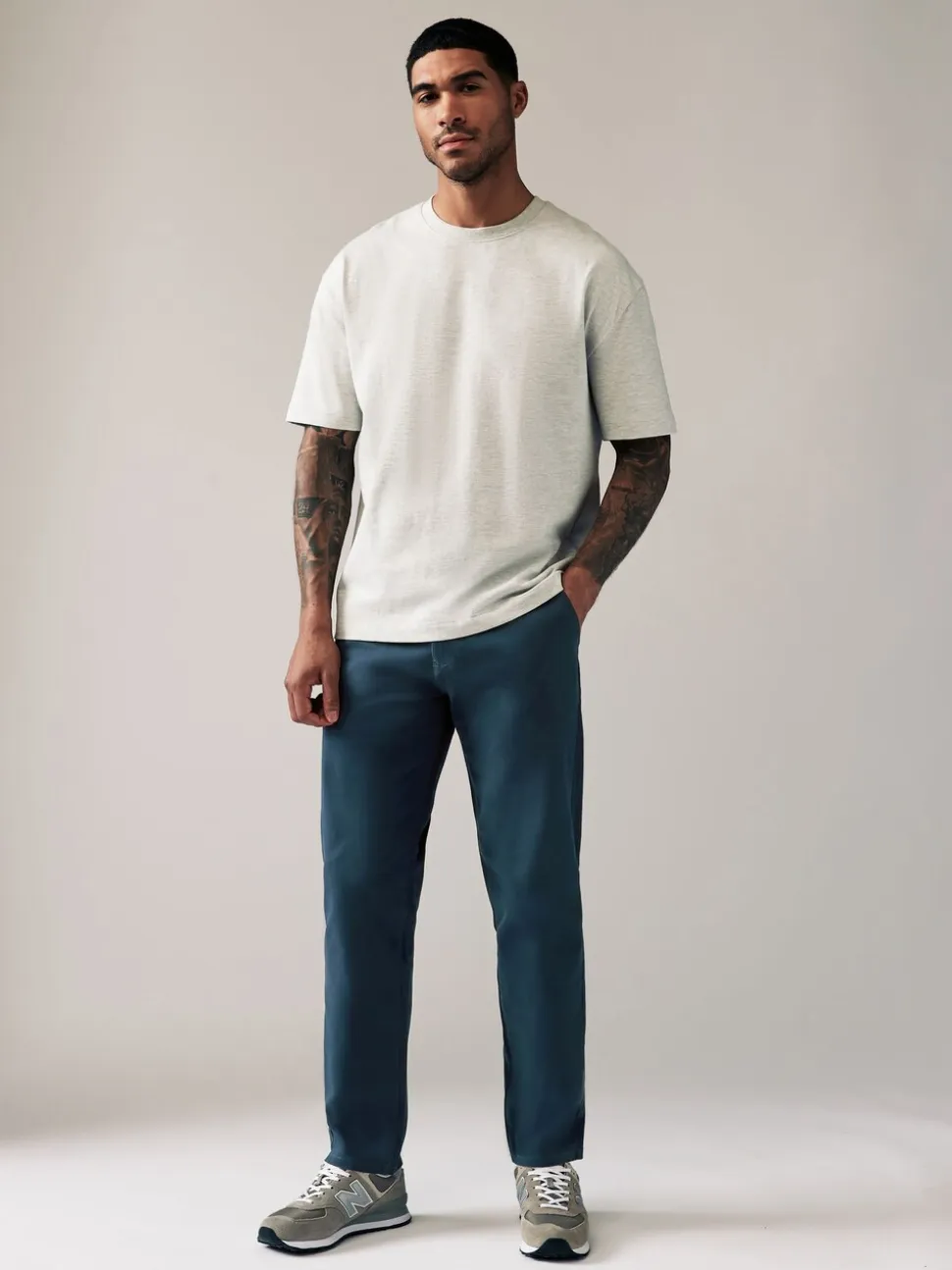 Donkerblauw - Straight fit - Stretchy chino