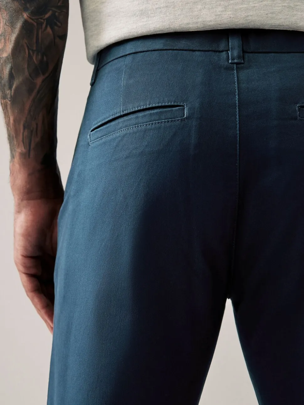 Donkerblauw - Straight fit - Stretchy chino