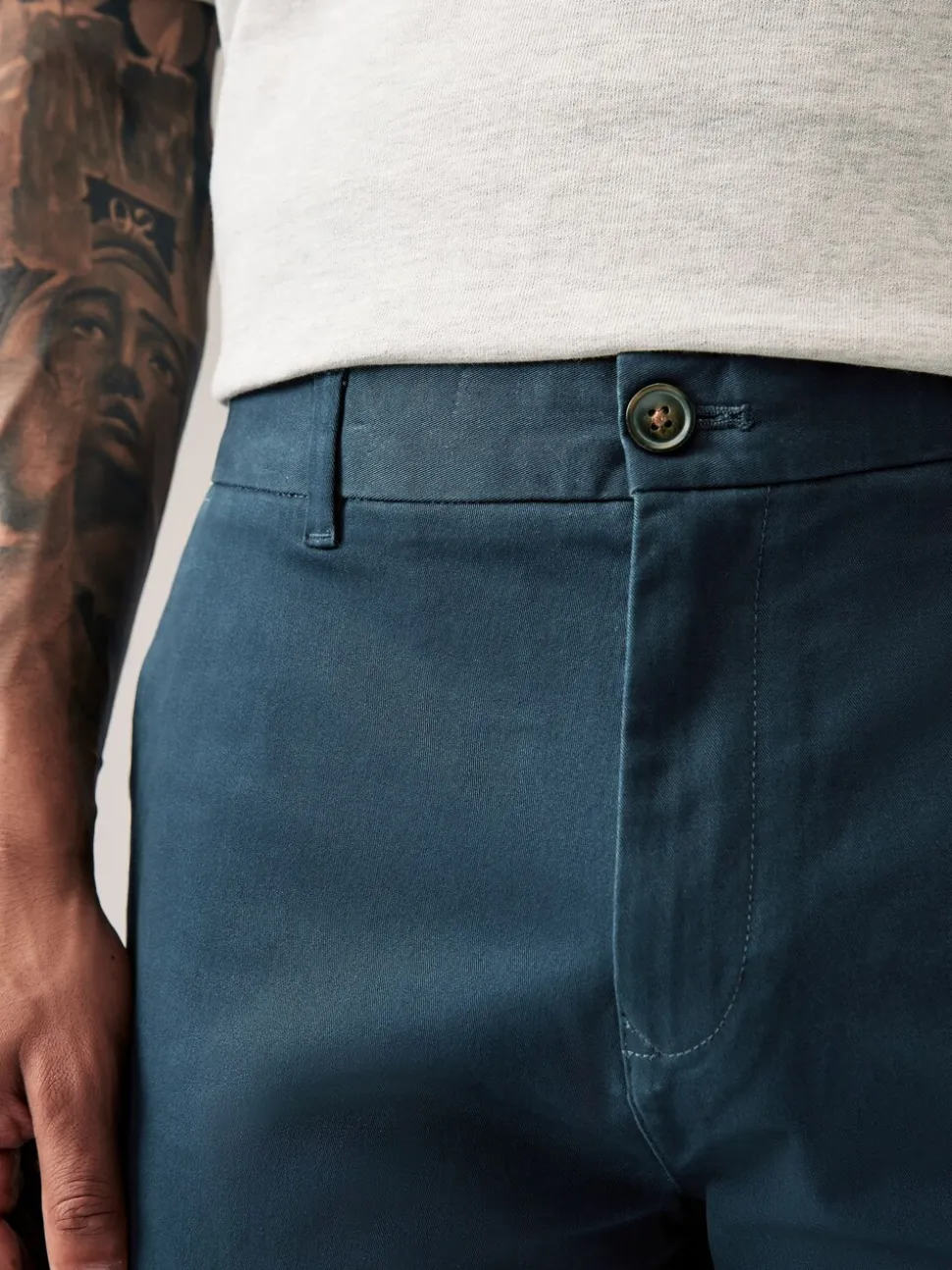 Donkerblauw - Straight fit - Stretchy chino