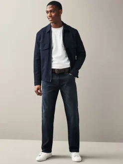 Donkerblauw - Straight fit - Authentic jeans met riem