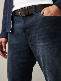 Donkerblauw - Straight fit - Authentic jeans met riem