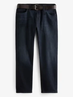 Donkerblauw - Straight fit - Authentic jeans met riem
