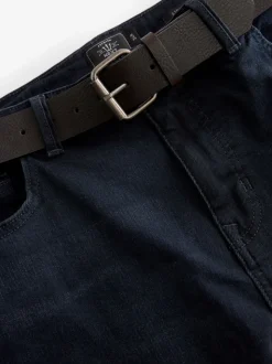 Donkerblauw - Straight fit - Authentic jeans met riem