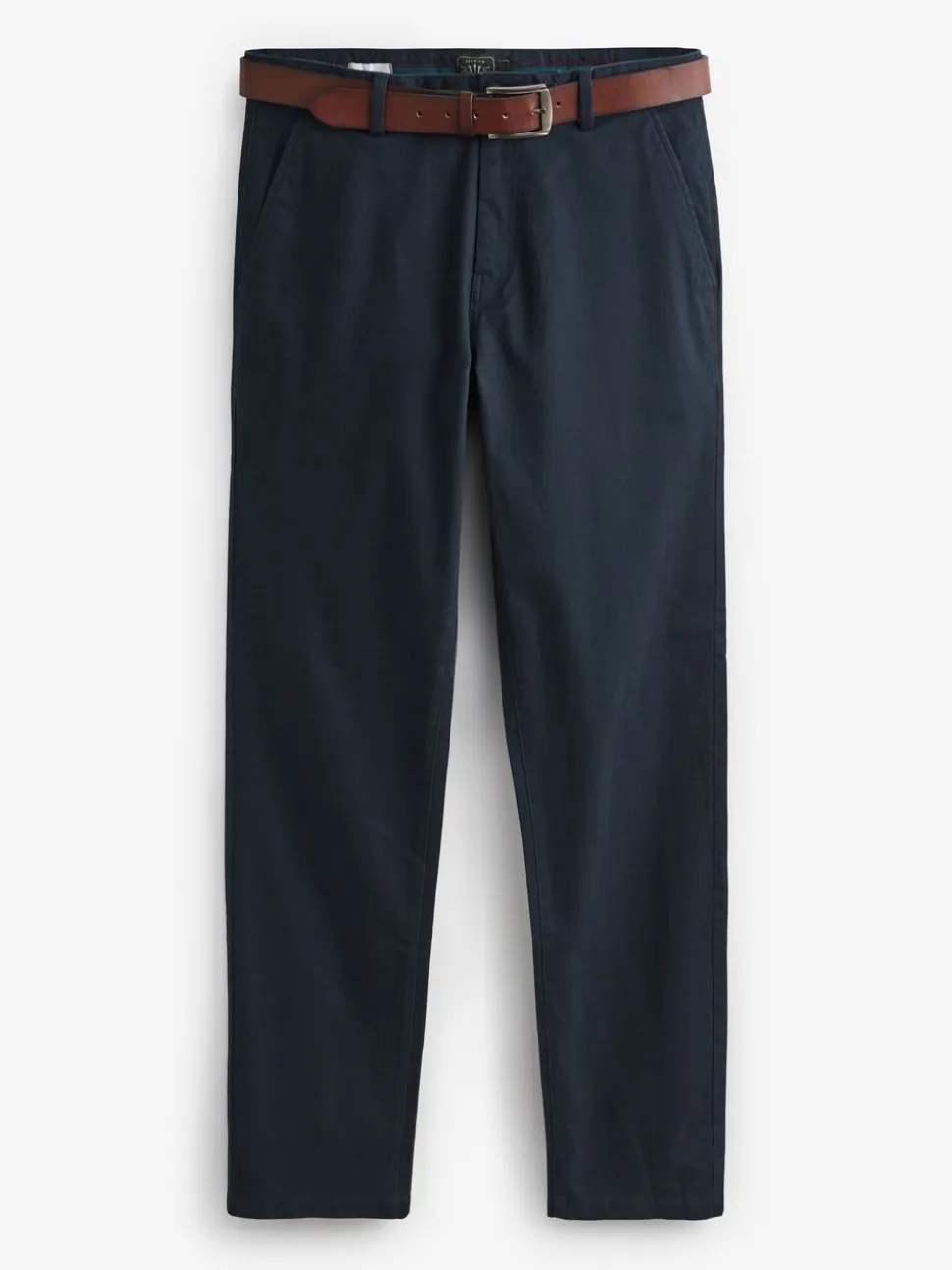 Donkerblauw - Straight fit - Zachte chino met riem